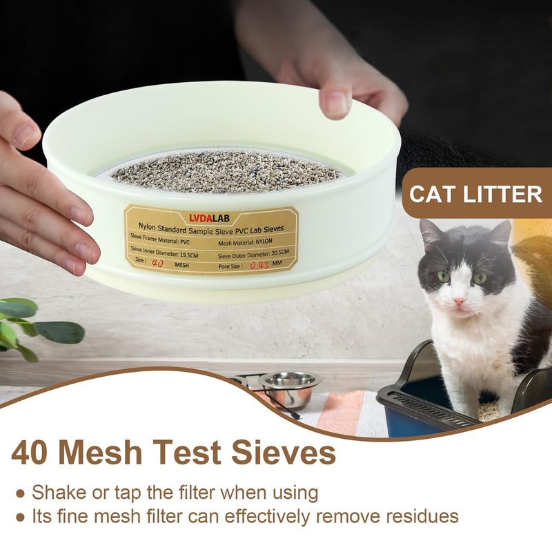 LVDALAB PVC Nylon Lab Sieve 40 Mesh(0.45mm), 7.9Inch(20cm) Diameter Sample Sifter Strainer for Industrial Lab Home - Image 5